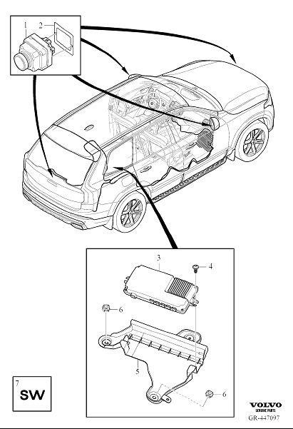 Diagram Parking assistance camera pac360 for your 2024 Volvo XC60   