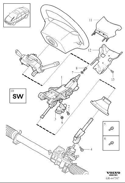 Diagram Steering column for your 2001 Volvo S40   
