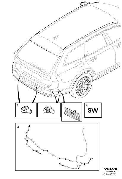 Diagram Park assist rear for your Volvo V90 Cross Country  