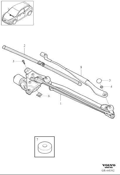 Diagram Windscreen wipers, windshield wipers for your 2000 Volvo S40   