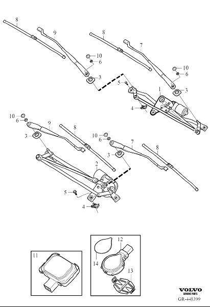Diagram Windshield wipers, windscreen wipers for your 2013 Volvo XC60   
