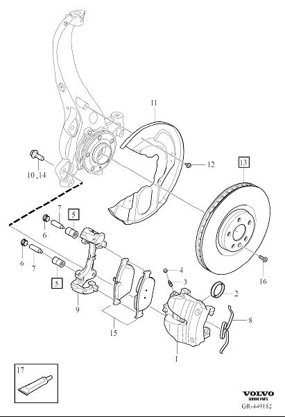 Diagram Front wheel brake for your 2023 Volvo V60   