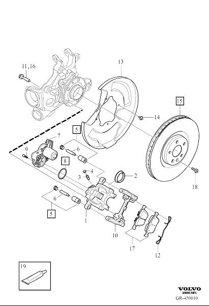 Diagram Rear wheel brake for your Volvo V60 Cross Country  