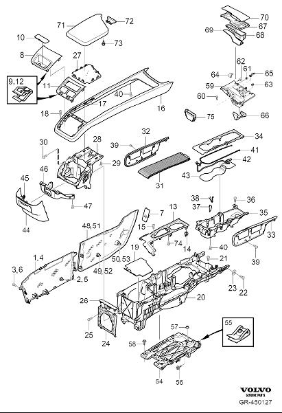 Diagram Transmission tunnel console for your 2013 Volvo XC60   