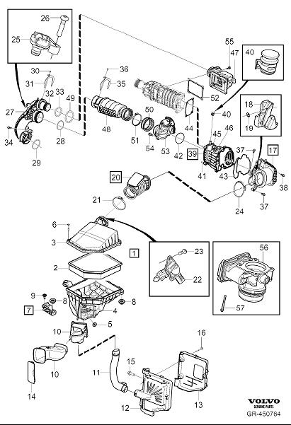 Diagram Air cleaner and throttle housing for your Volvo V60  