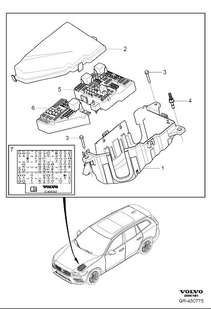 Diagram Relay and fuse box engine compartment (ejb) for your 2019 Volvo V60 Cross Country   