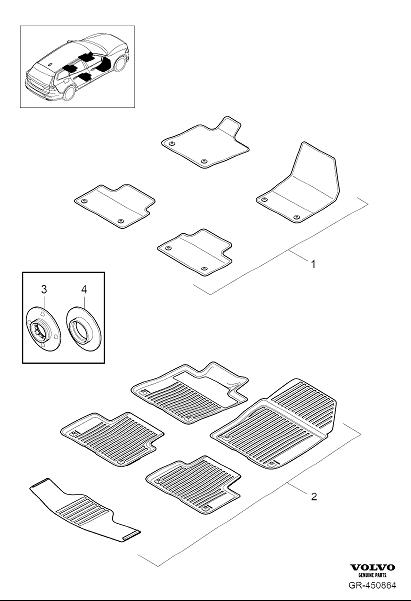 Diagram Mats passenger compartment for your 2014 Volvo S60   