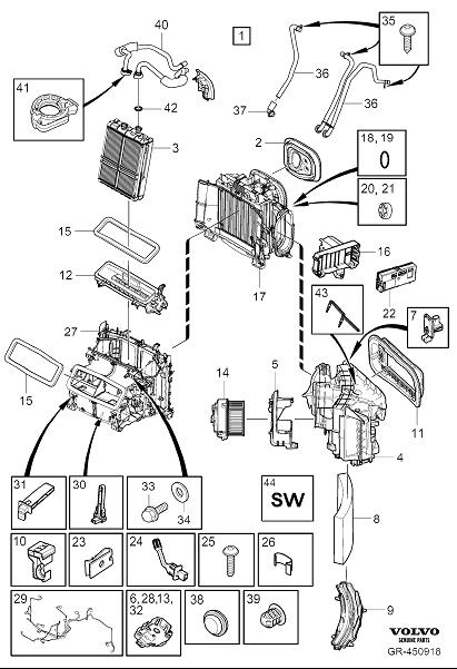 Diagram Climate unit assembly for your Volvo S90  