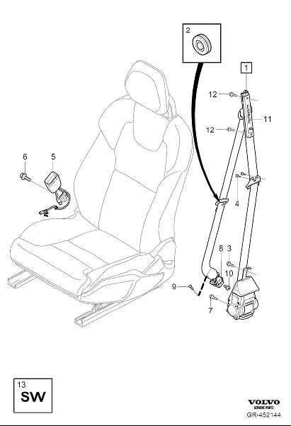 Diagram Front seat belt for your 2021 Volvo XC60   