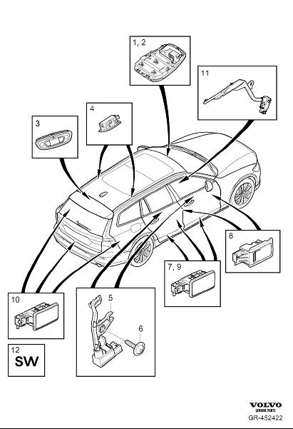 Diagram Lighting inner for your 2015 Volvo XC60   