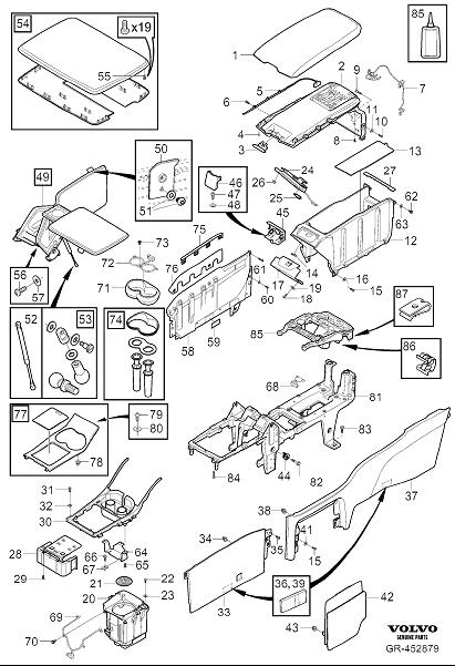Diagram Tunnel console rear seat for your 2003 Volvo S40   