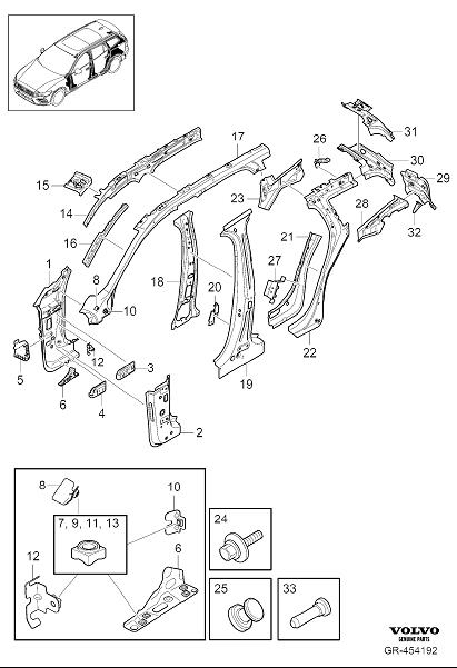 Diagram Body side inner for your Volvo V60 Cross Country  