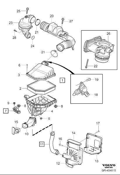 Diagram Air cleaner and throttle housing for your Volvo XC60  