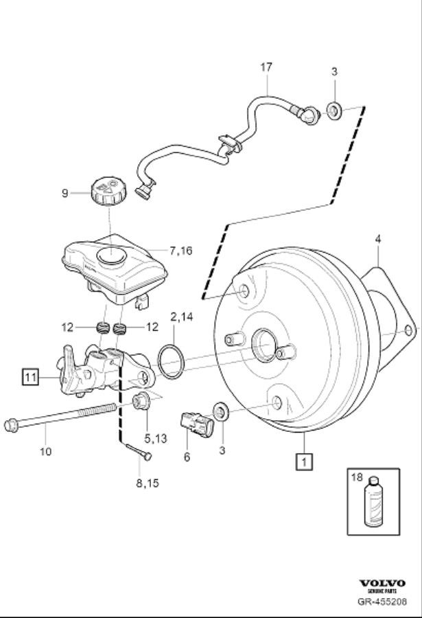 Diagram Master cylinder, power brake booster for your 2020 Volvo V90 Cross Country   