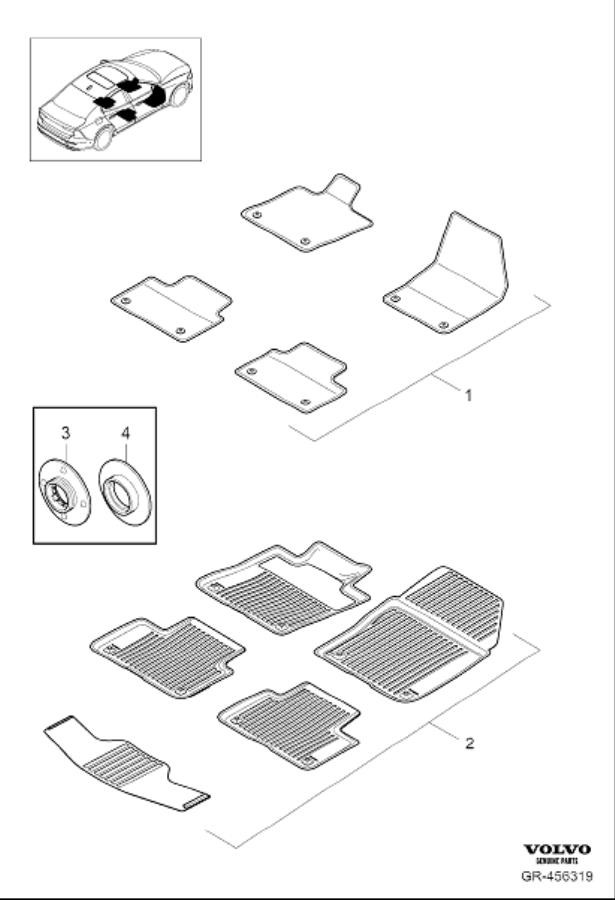 Diagram Mats passenger compartment for your Volvo S60  