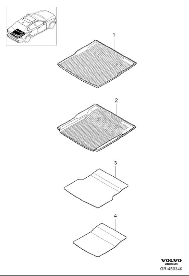 Diagram Cargo compartment mats for your 2001 Volvo S60   