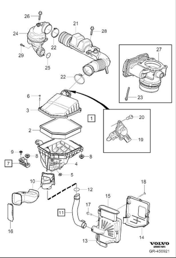 Diagram Air cleaner and throttle housing for your 2016 Volvo XC90   