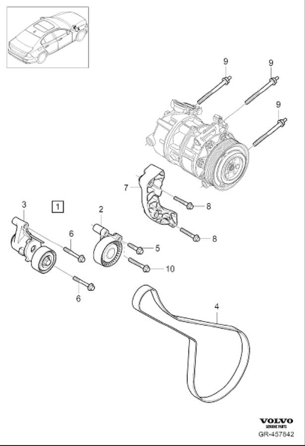 Diagram Auxiliary belt drive, auxiliary aggregate suspension for your 2023 Volvo S90   