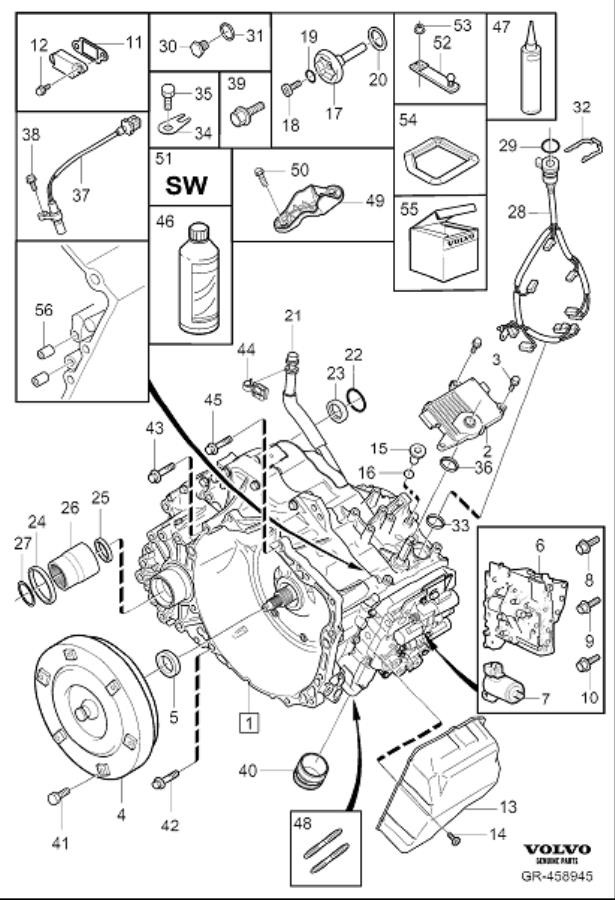 Diagram Automatic transmission for your 1998 Volvo V70  2.3l 5 cylinder Turbo 