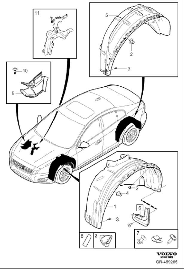 Diagram Mudflaps for your 2010 Volvo XC60   