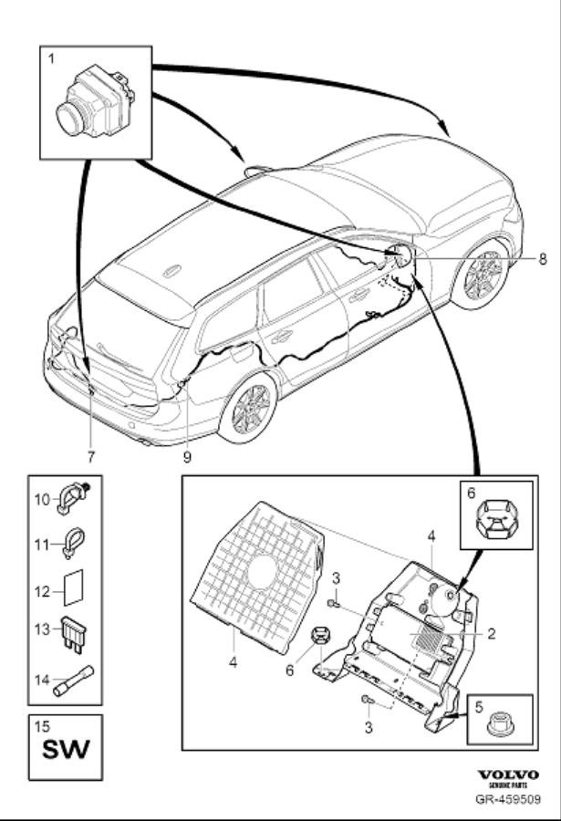 Diagram Parking assistance camera PAC360 for your 2022 Volvo V90   