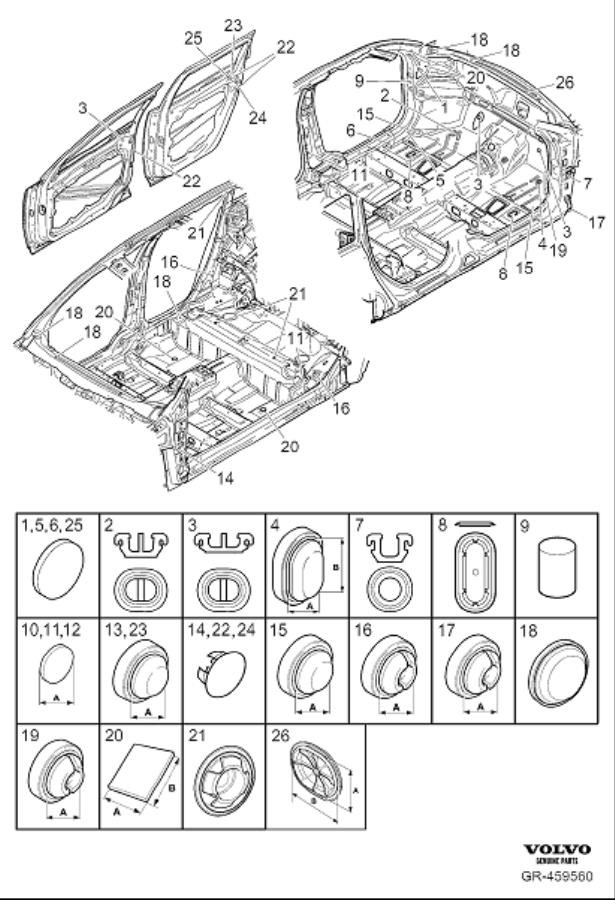 Diagram Seals body, passenger compartment and doors for your 2008 Volvo V70   