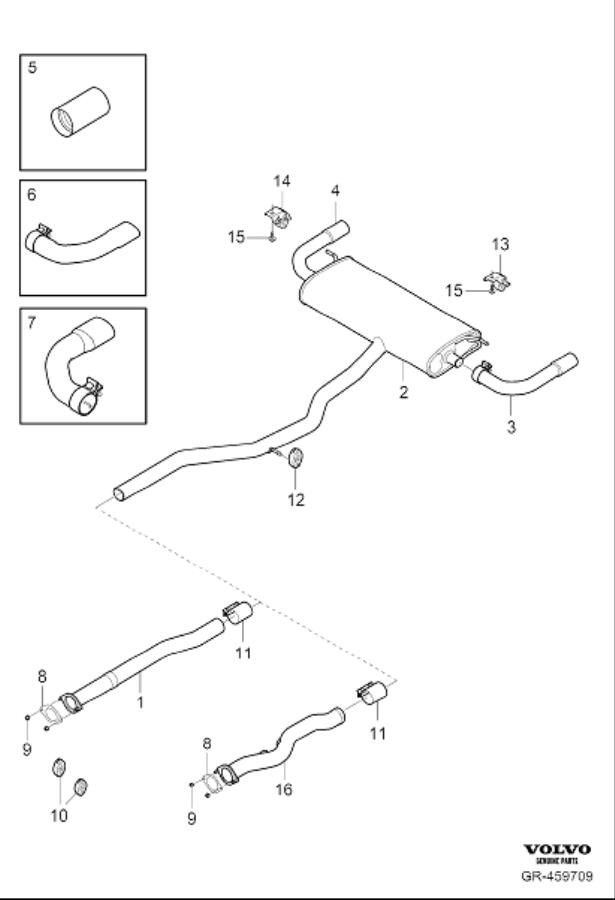 Diagram Exhaust system for your 2015 Volvo XC60   
