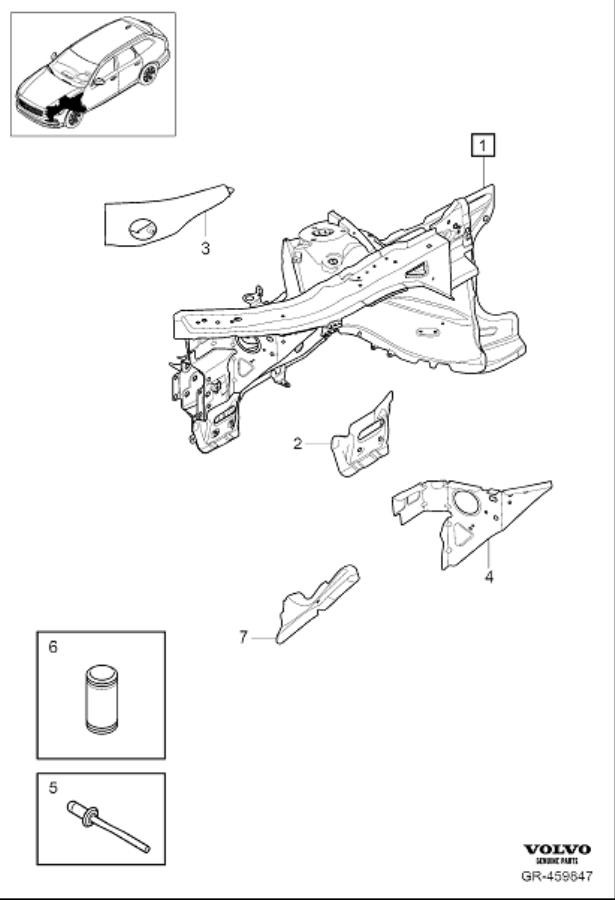 Diagram Wheel housing front for your Volvo V90 Cross Country  