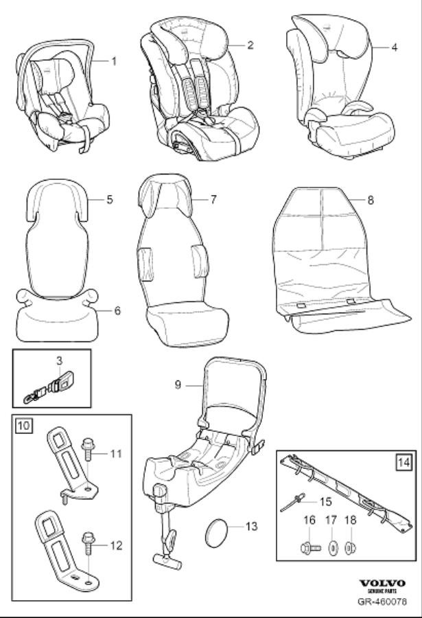 Diagram Child (safety) seat for your 2008 Volvo XC90   