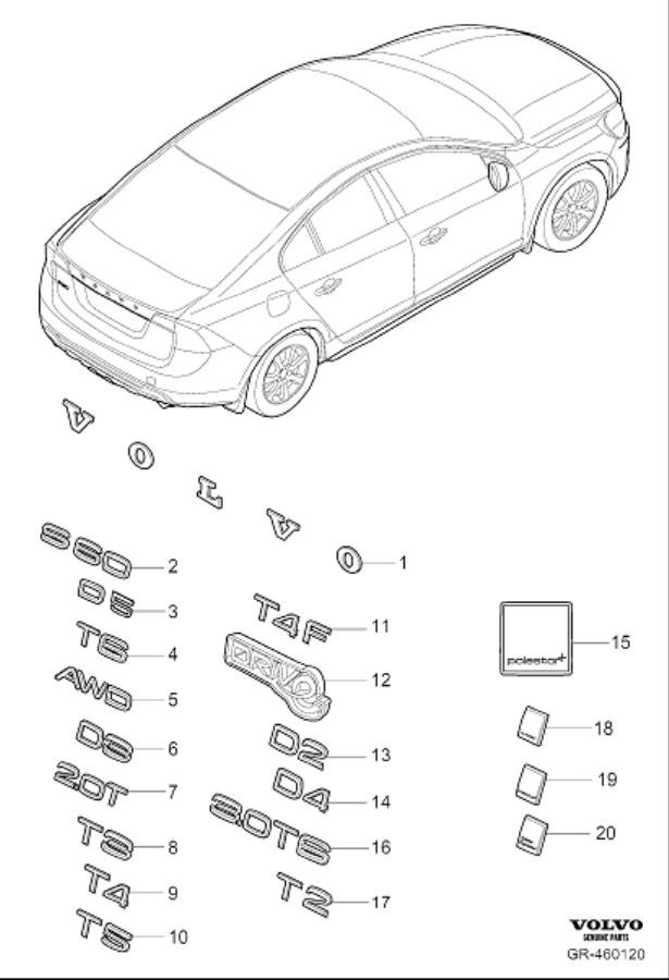 Diagram Badge for your 2012 Volvo S60   
