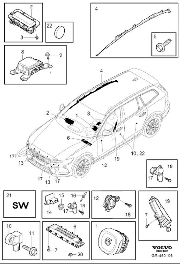 Diagram Airbags for your Volvo