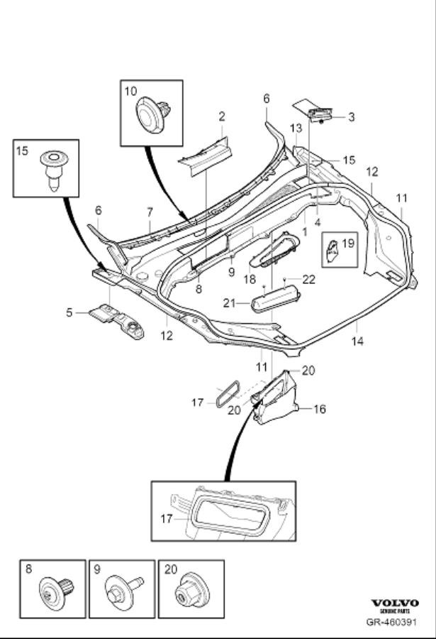 Diagram Windscreen drainage for your 2008 Volvo XC90   
