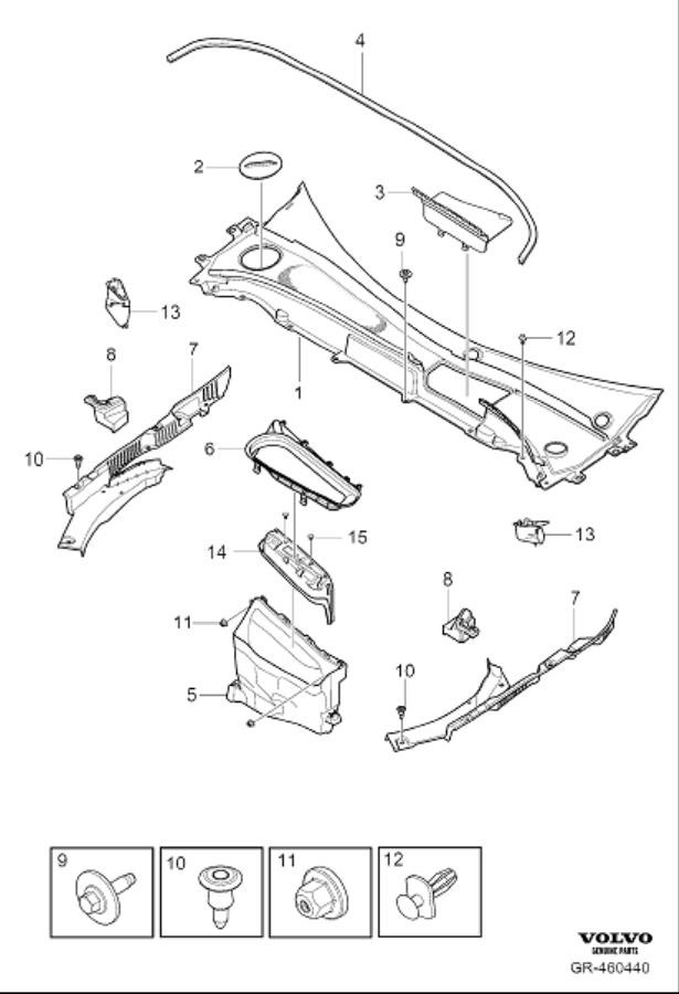 Diagram Windscreen drainage for your 2015 Volvo V60 Cross Country   