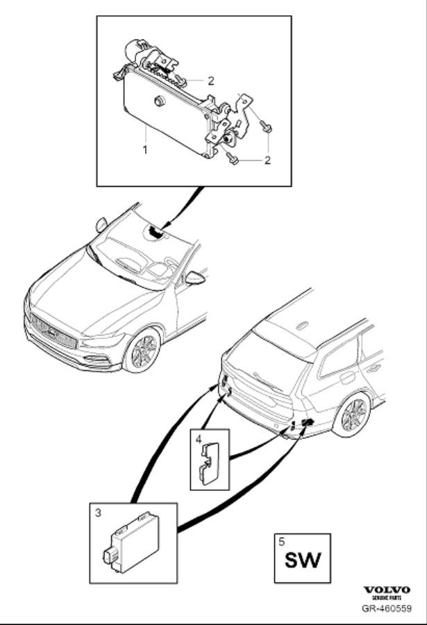 Diagram Collision warning for your Volvo V90 Cross Country  