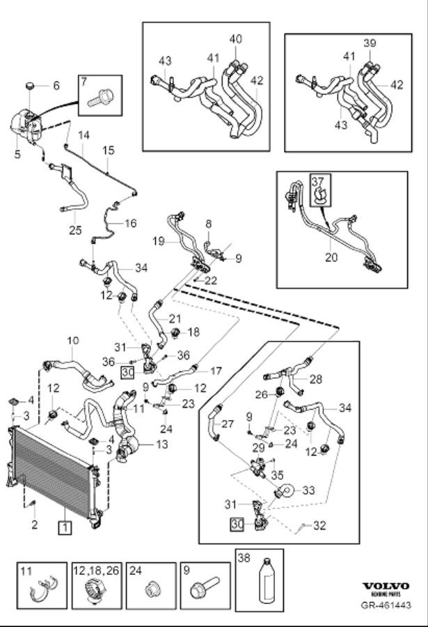 Diagram Radiator and connections for your 2012 Volvo XC90   