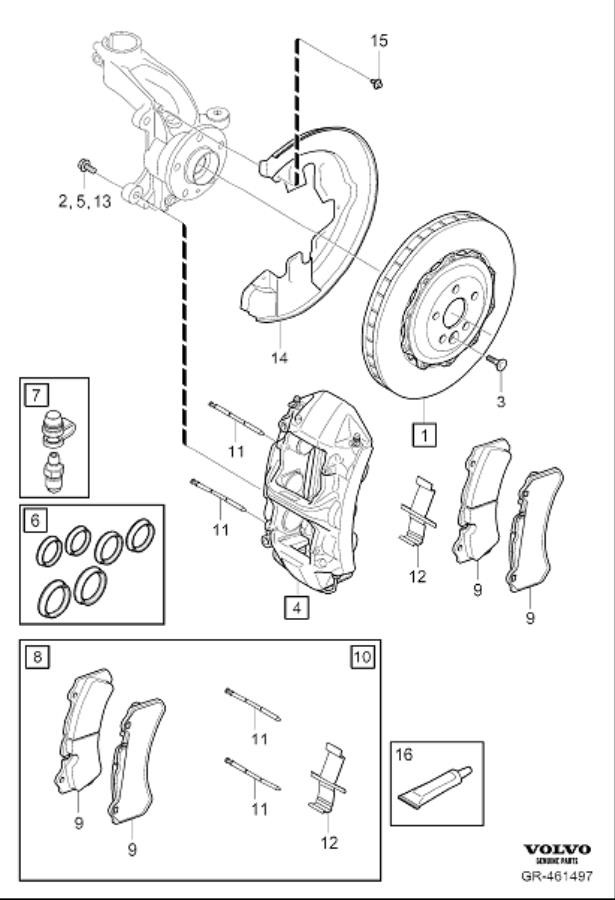 Diagram Front wheel brake for your 2019 Volvo V60 Cross Country   