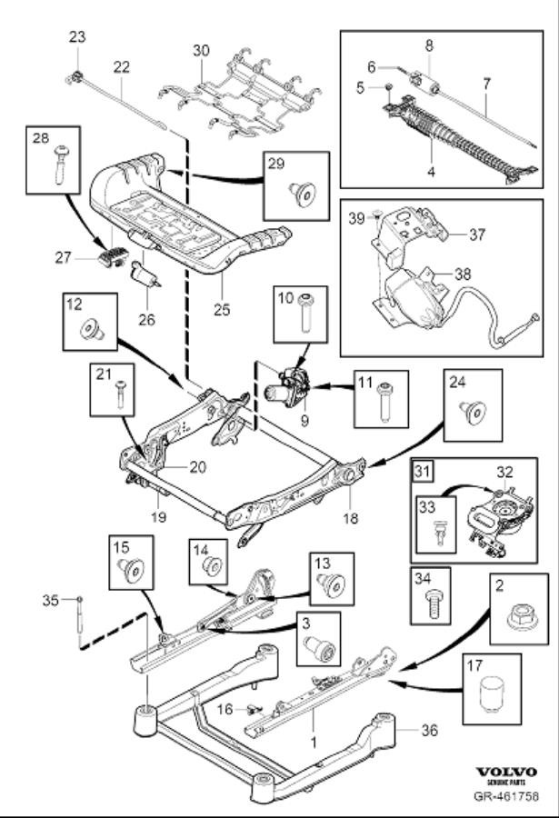Diagram Subframe for seat, electrical adjustment for your 2022 Volvo XC90   