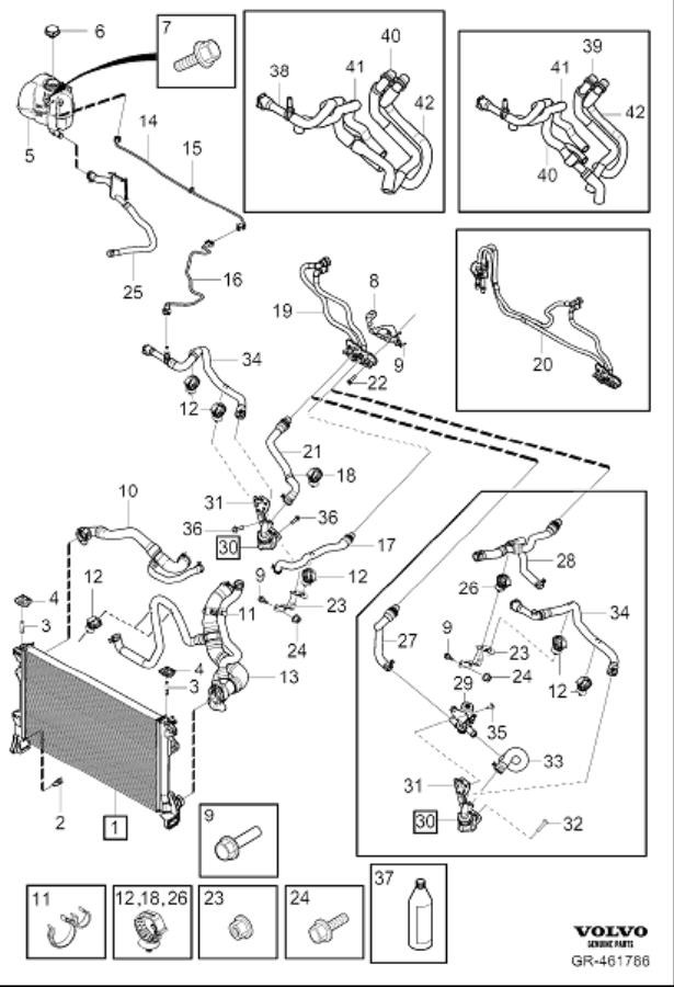 Diagram Radiator and connections for your 2010 Volvo XC60   
