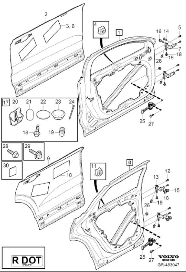 Diagram Side door assembly for your Volvo XC60  