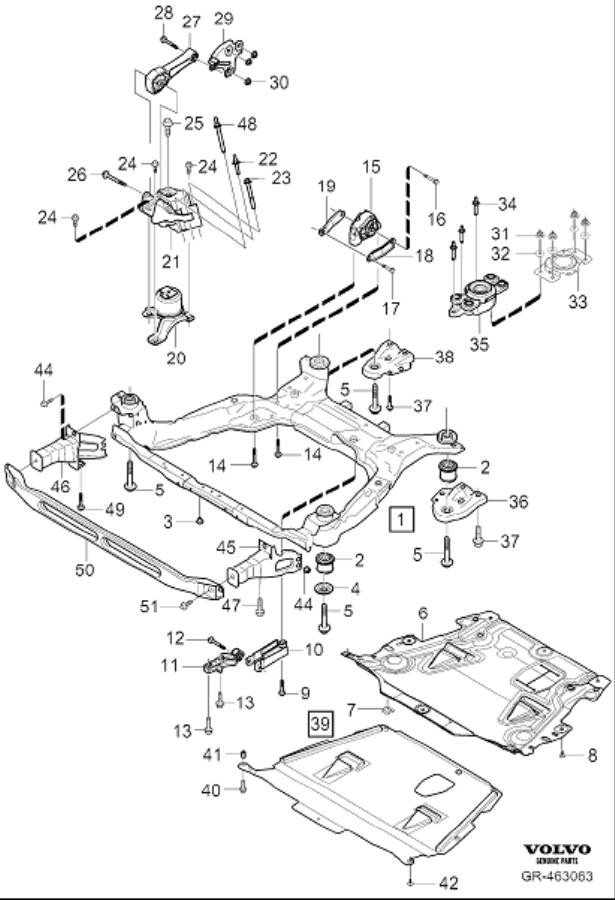 Diagram Engine mountings for your 2007 Volvo V70   