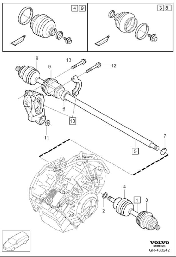 Diagram Drive shafts for your 2014 Volvo S60  2.5l 5 cylinder Turbo 