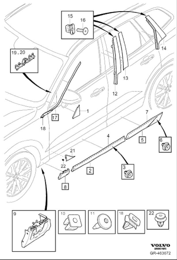 Diagram Trim parts external for your 2014 Volvo XC60   