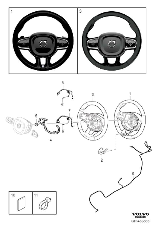 Diagram Steering wheel, 3-spoke for your 2010 Volvo XC60   