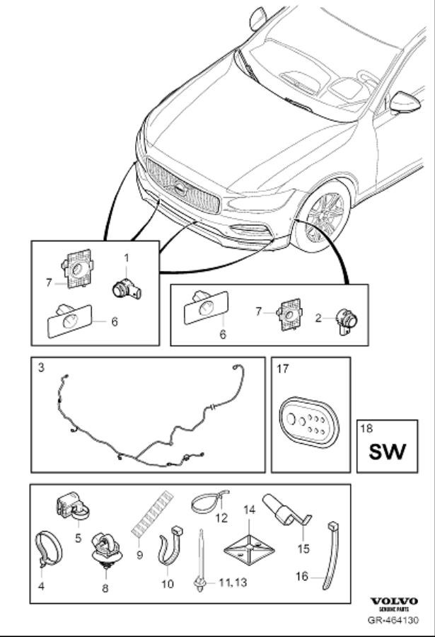 Diagram Park assist front for your 2018 Volvo S90   