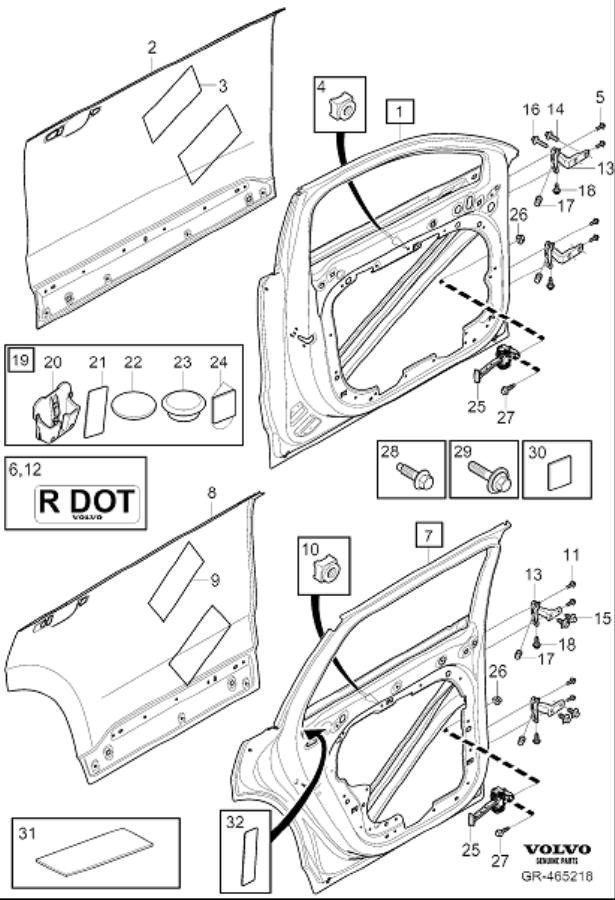 Diagram Side door assembly for your Volvo XC90  