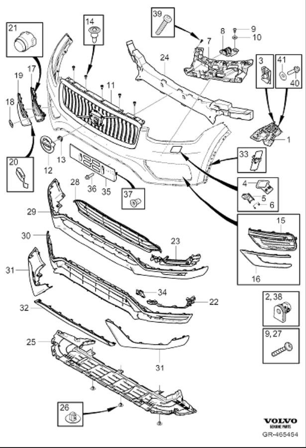 Diagram Bumper, front, body parts for your Volvo V90  