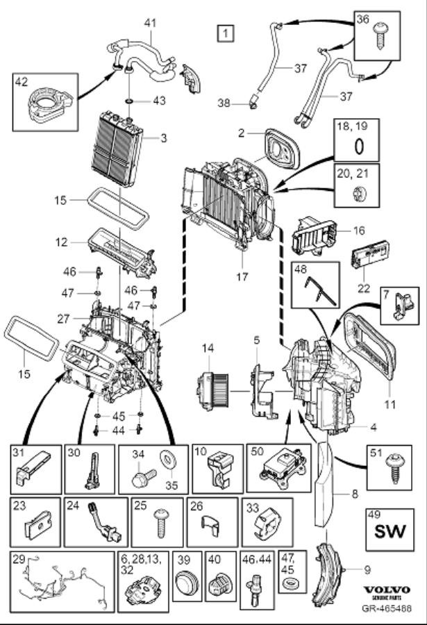 Diagram Climate unit assembly for your 2022 Volvo XC60   