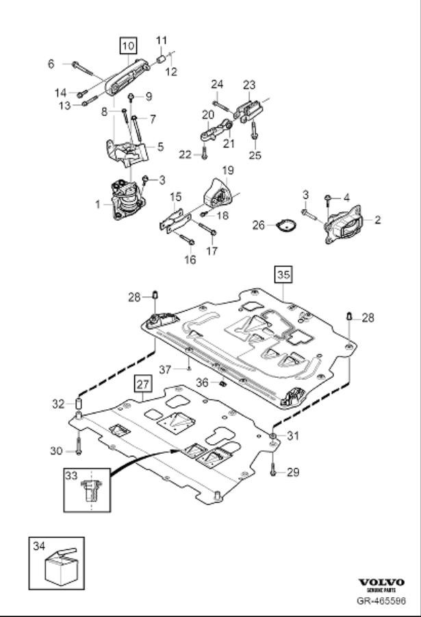 Diagram Engine mountings for your Volvo V70  