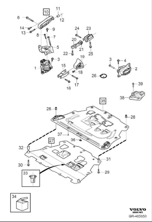 Diagram Engine mountings for your 2009 Volvo S60   