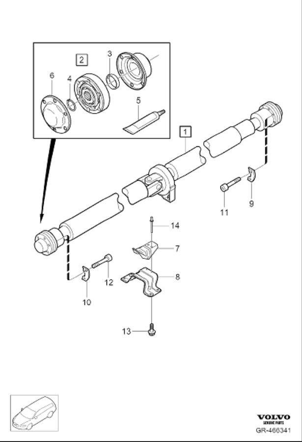 Diagram Propeller shaft for your 2009 Volvo V70   